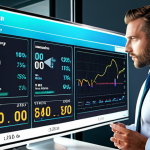 A focused business leader, male or female, meticulously analyzing a transparent holographic financial dashboard displaying key performance indicators (KPIs) like revenue, profit margins, and liquidity ratios. The mood is one of clarity and insight, signifying a thorough financial health check for business expansion. The background is a modern, clean office environment.